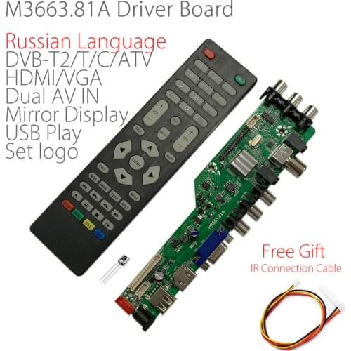 M3663.81A Digital Signal DVB-C DVB-T2 DVB-T Universal LCD TV Controller Driver Board Support Russian USB2.0 mirror display gift