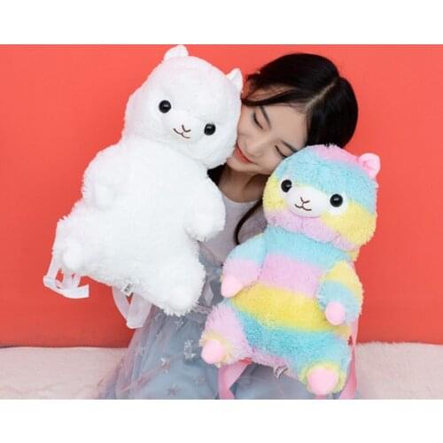 40cm Kawaii Alpaca Plush Backpack Cute Rainbow Alpaca Soft Plush Toy Shoulder Bag Lovely Doll Children Kids Girls Birthday Gift