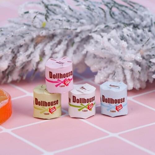 2pcs 1/12 Scale Dollhouse Miniature Mini Tissue Paper Roll Bathroom Decor Accessories