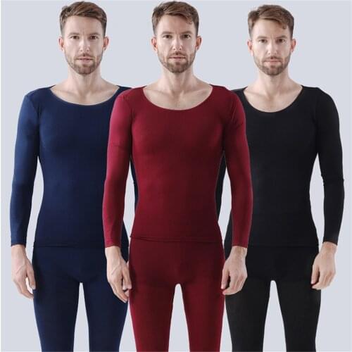 Men Seamless Elastic Thermals Inner Wear Constant Temperature Ultra-thin Underwear Suit For Men Winter Top Pants Dropshipping