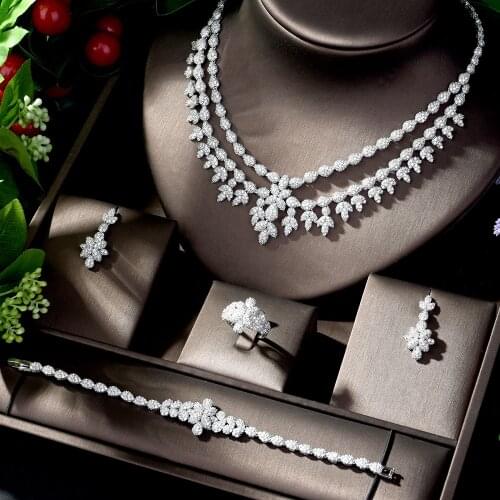 HIBRIDE Charm Dubai Jewelry Sets Nigerian Wedding African Beads Crystal Bridal Jewellery Set Ethiopian Jewelry Parure 4pcsN-1225