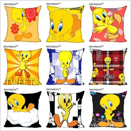 Customized Pillow Cover Tweety Bird Decorative Pillowcase Square Zipper Pillow Cover 20X20cm 35X35cm 40x40cm