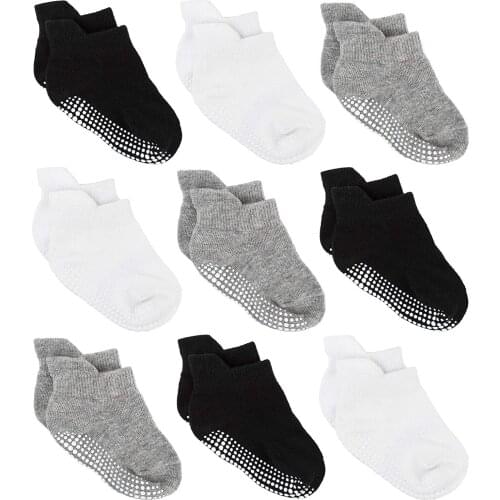 Boys 6 Pack Non Slip Baby Socks for 0-24M Newborn Bebe Girls Grips Anti Skid Ankle First Walker Infant Kids Cotton Sock 2021