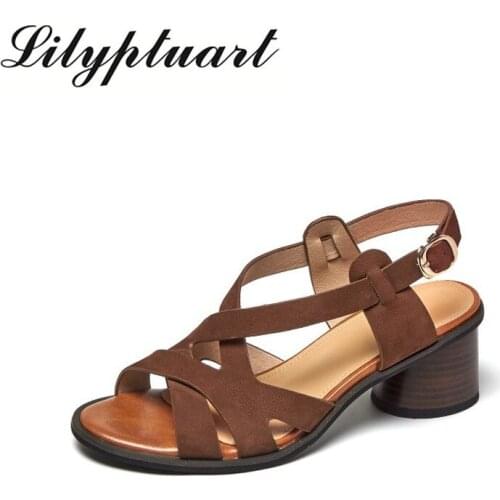 In 2021 Womens Summer New Leather Sponge Cake Sandals Are Casual, Comfortable, Wear-resistant and Anti-landslide Sandals Shoes