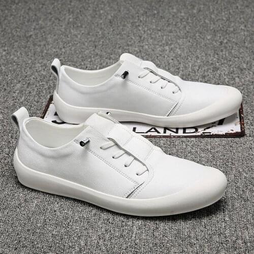 2021 Latest arrival small white shoes mens trend all-match leather shoes a pedal lazy beanie sneakers