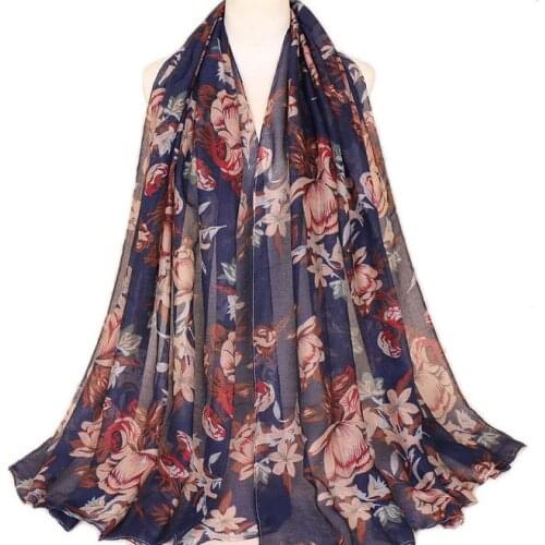 New Printed Balinese Cotton Scarf Hijabs For Women Casual Long Thin Head Wrap Muslim Flower Shawl Arab Ethnic Headband 180x80cm