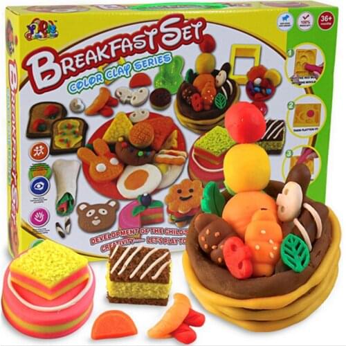 Play dough toys for children gift waffle color clay slime Plasticine Modelling Clay kids education toys Breakfast set toys