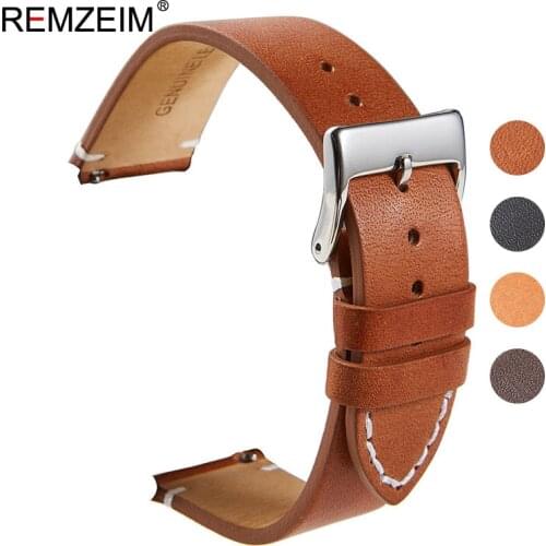 20mm 22mm Genuine Leather Watch Band For Amazfit Huawei Samsung Galaxy Watch Active2 46mm 42mm Gear S3 Strap Replacement Straps