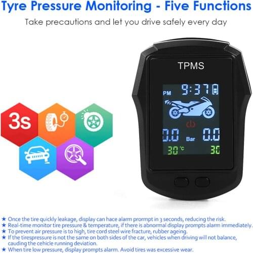 TPMS Tire Pressure Monitoring System Outdoor Personal Motorcycle Waterproof Motorcycle with External Sensors Decoration