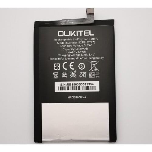High Capacity 3.85V 6080mAh Long Standby Time Replacement Smart Phone Battery for OUKITEL K3 PLUS Mobile Phone Batteries