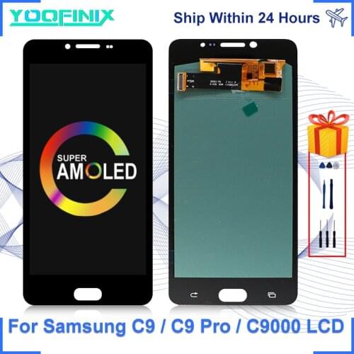 Super AMOLED For Samsung Galaxy C9 Pro Display Touch Screen Digitizer Replacement Parts For SM-C9000 C900F C9008 C9 LCD Display