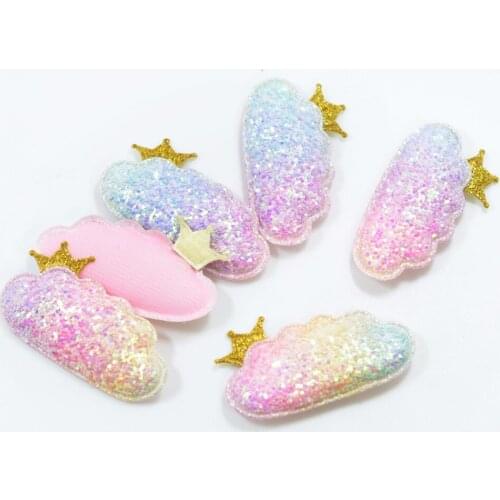 Wholesale Handmade 50pcs Fashion Cute Glitter Rainbow Color Tiaras Cloud DIY Parts for Hairpins Hair Clips DIY Hair Accessories