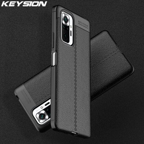 KEYSION Shockproof Case for Redmi Note 10 Pro Max 9 7 8 Pro Leather texture Phone Back Cover for Xiaomi POCO F3 C3 Mi 11 11 Lite