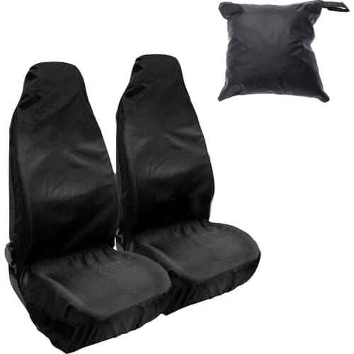 2Pcs Universal Heavy Duty Nylon Black Car Seat Covers Waterproof Protectors Van Front 132 * 54 cm / 52 * 21inch
