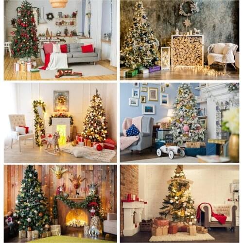 SHUOZHIKE Vinyl Christmas Photography Backgrounds Tree Gift Children Baby Photo Backdrop For Studio Photocall Props 21518HYD-04