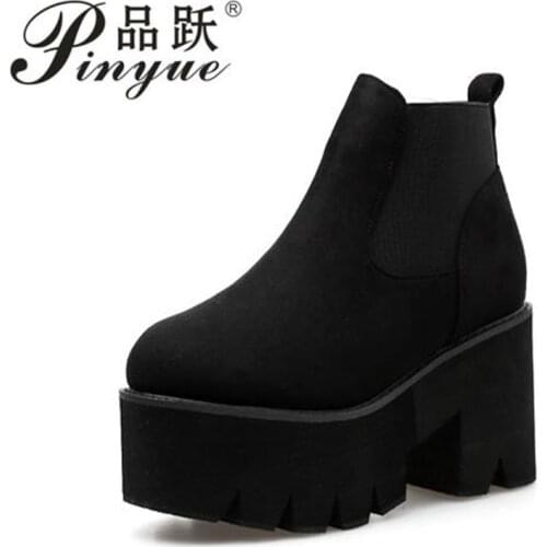Punk boots bottes femmes platform boot fall shoes women ankle boots winter high heel shoes motorcycle boots women fashion