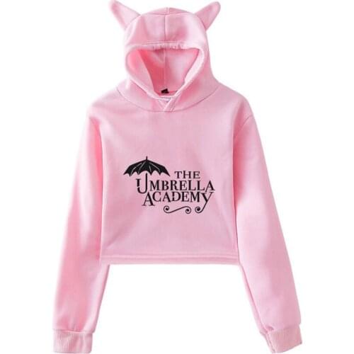 Hot TV series The Umbrella Academy Season 2 Cat Cropped Hoodies Women Long Sleeve Hooded Pullover Crop Tops 2021 Sexy Clothes