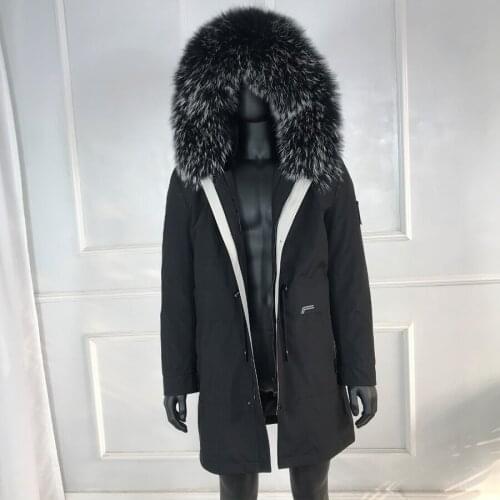 Winter Jackets Parka Hooded Windproof Warm Fashion Male Real Fur Parkas Real Fox Fur Collar Rabbit Fur Lined Parka