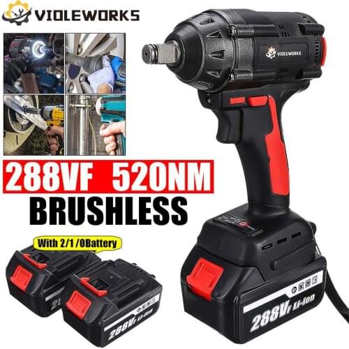 1/2inch 520 N.M Cordless Brushless Electric Impact Wrench 288VF Power Tool With 19800mAh Li-ion Battery For Makita 18V Battery