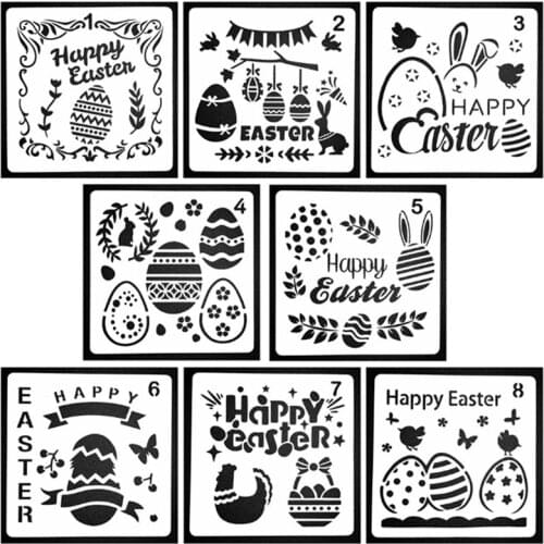 1Set Easter Stencils Happy Easter Skeleton Sketchpad Patterns Holiday Painting Template Decorative Reusable for Kids