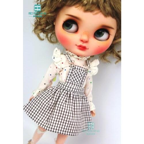 1PCS Blyth accessories fashion denim strap skirt denim blue, pink, red, brown for Blyth Azone 1/6 doll clothes