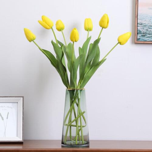 5 Pcs Artificial Flower Silk Tulip 66cm High Quality Real Touch Plant For Wedding Christmas Decoration Home Garen Decor