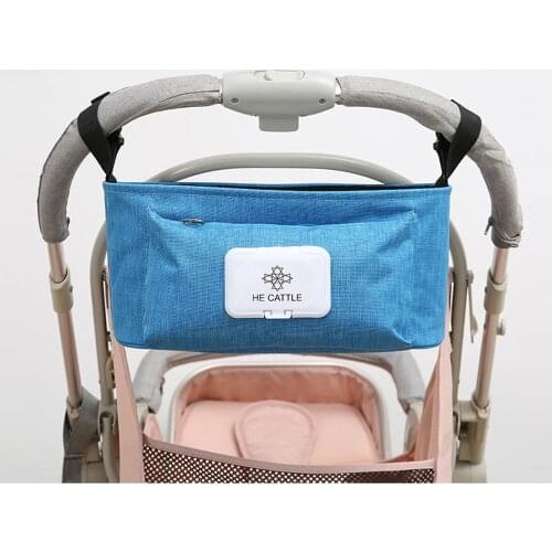 2021New Fashion Soild Color Baby Stroller Carriage Organizer Large Capacity Travel Storage Nappy Frosted Cloth Mummy Diaper Bag