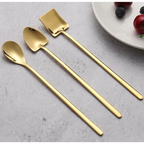 3pcs Stainless Steel Cutlery Set Coffee Spoon Retro Iron Shovel Ice Cream Spoon Scoop Creative Dessert Spoon tea-spoon Tableware