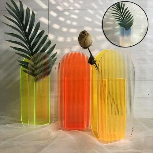 Acrylic Flower Vase Colorful Modern Contemporary Design Floral Container Decoration for Home Office GQ