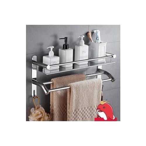 Free Punching Towel Rack Bathroom Shelf Wall Hanging Bathroom 304 Stainless Steel Toilet Vanity Storage Wall