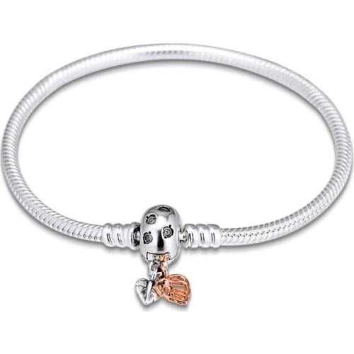 Bracelet Silver 925 Sterling Jewelry Moments Leaves Snake Chain Bracelets fit Charm Beads DIY for Women Gift free shipping B087