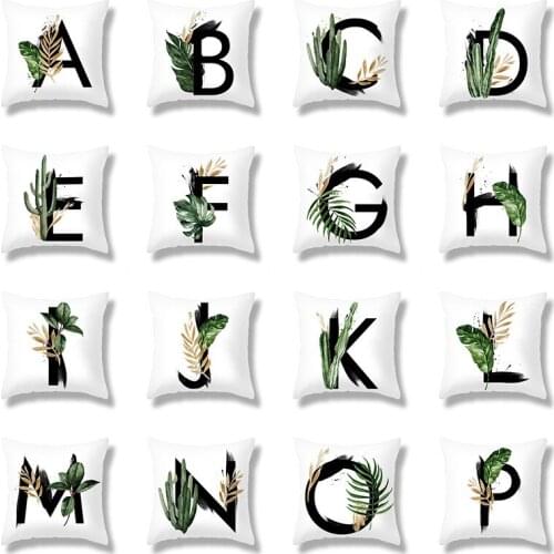 The Green Leaves Letters Throw Pillow Case Cushion Covers for Home Sofa Chair Decorative Pillowcases
