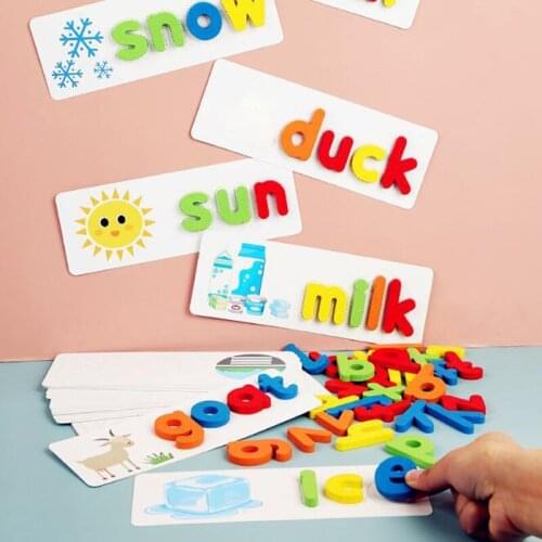 Montessori Spell Word Game Wooden Toys Early Learning Jigsaw Letter Alphabet Puzzle Preschool Educational Baby Toys For Children