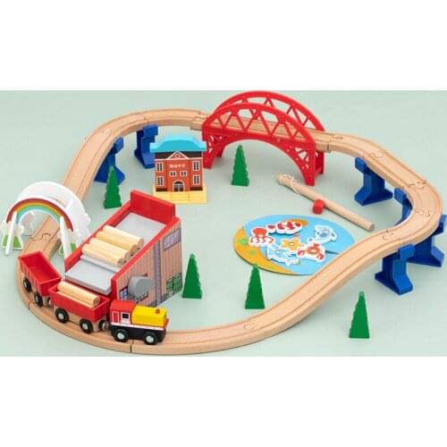 Wooden Train Track Car Set Train Toys Locomotive Childrens Educational Toys Take-n-play Interaction Toys for Kids Birthday Gift