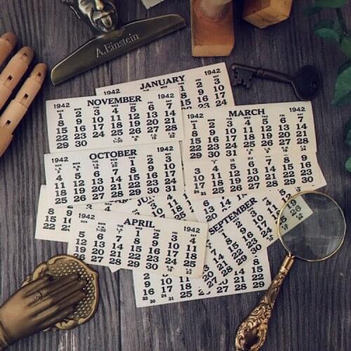KLJUYP 12pcs calendar Paper Stickers for Scrapbooking Happy Planner/Card Making/Journaling Project