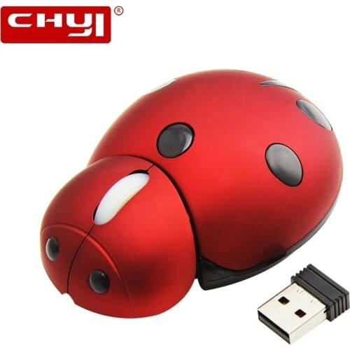 New Mini Computer Mouse USB Gaming Wireless Mouse Cartoon Ladybug Shaped Gamer PC Mice 3000DPI Ergonomic Office Laptop Mause