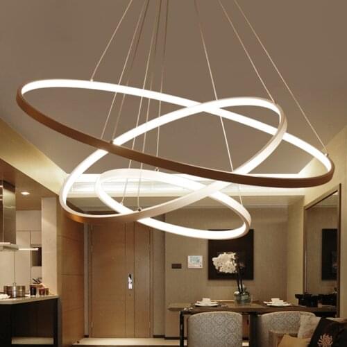 Creative led living room chandeliers modern minimalist personality art golden circle round ring bedroom restaurant lamps led