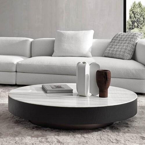Post-Modern Rock Plate round tea Table Living Room Small round Table Simple Storage Designer Solid Wood Tea storage cabinet