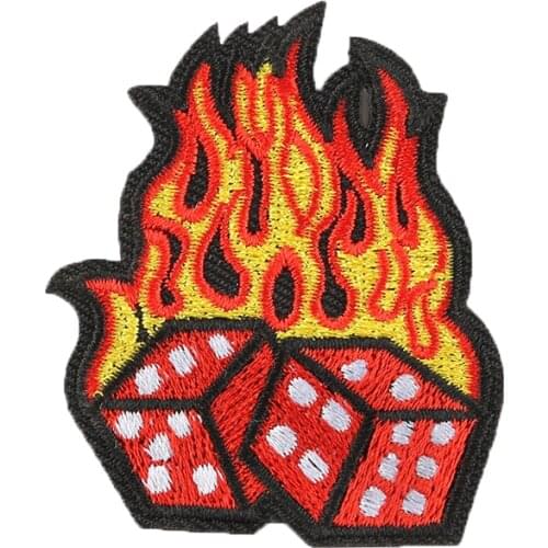 Las Vegas Hot Fire Flame Dice Morale Sew on Iron on Patch for Jacket Jeans Hat Bag Clothing DIY Accessories