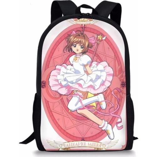 THIKIN Card Captor Sakura Printing Cute Backpack Women Bookbag Kids Schoolbag Student Cartoon Custom Girls Mochila for Teenage