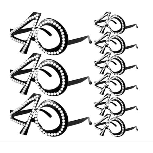 Number Crystal Glasses Frame 16 18 20 30 40 50 60 70 Birthday Glasses Anniversary Eyewear Celebration Favors Party Decor black