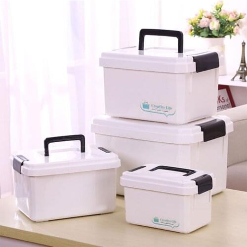 Portable Double Layers Plastic Drug Medicine Storage Box Organizer First Aid Chest Case with Lid for Household Office