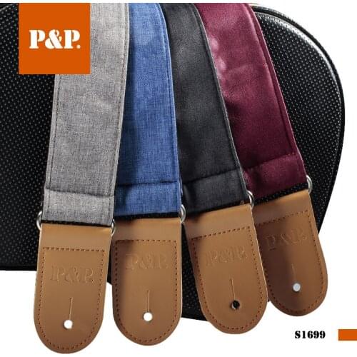 Black Guitar strap Widen Electric guitar strap Soft Cotton Belt stainless steel Buckle Lether Ends Blue Red Grey Color Option