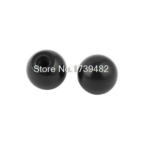 2pcs M10x22mm Thread Black Round Plastic 35mm Diameter Ball Lever Knob