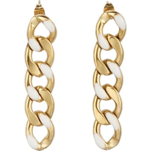 Long Chain Earring Cuban Earrings Stainless Steel Earring For Women Unusual Earrings Punk Color Earrings Zircon Women Jewelry