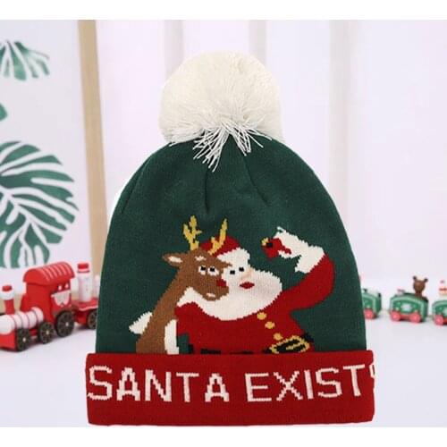New Year Christmas Hat Thick Plush Warm Hat Children Adult Christmas Gift Cute Sequin Santa Claus and Elk Woolen Hat 2021