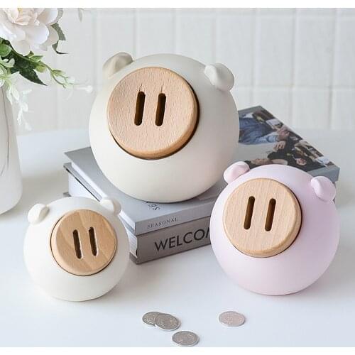 Lovely Pig Model Coin Bank Resin Bank Money Box Cute Money Bank Cash Box Childrens Room Piggy Bank Deposit Box Gift Box Pig