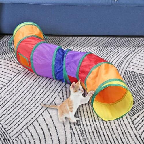 Collapsible Cat Tunnel Lightness and Portability No Space Occupy Rainbow Tube S-shape Training Toy Puppy Small Petd Supply