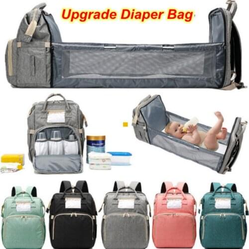 Diaper Bag Backpack 3 in 1 Travel Bassinet Foldable Baby Bed Changing Station Waterproof USB Charging Port Infant Sleeper Bag110