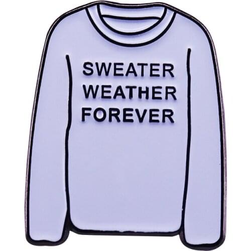 Sweater weather forever white enamel pin autumn lover cute sweet accessory for men women